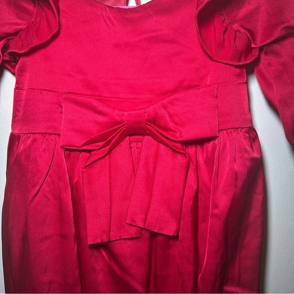 Isobella & Chloe Red Bow Gown Dress Newborn Christmas Festive